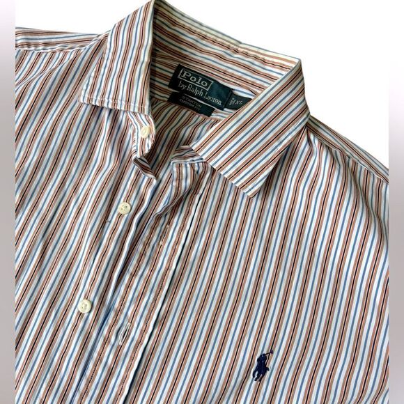 Polo by Ralph Lauren Stanton Men’s Button-Down Shirt, XL Orange & Blue - Picture 1 of 8